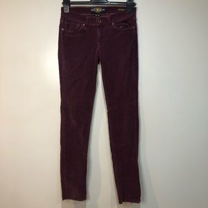 Lucky Brand Charlie Skinny Burgundy Corduroy Pants Size